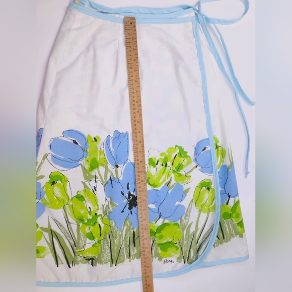 Reversible Wrap Skirt Handmade Vera Neumann Fabric 60s Floral Prints One Size - Picture 9 of 16